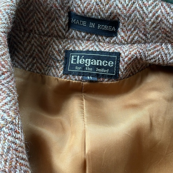 VTG Elegance English Harris tweed tan cream herringbone blazer size 11 W size 6 - Picture 8 of 12